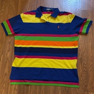 Ralph Lauren Bold Striped Polo in Blue, Yellow, and Red